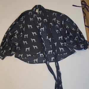 Camilla & Co Gray Dog Print Kimono Jacket